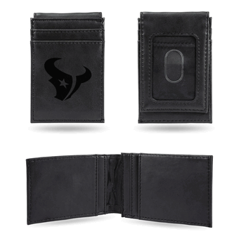 Houston Texans Black Laser Engraved Front Pocket Wallet