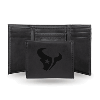 Houston Texans Black Laser Engraved Tri-Fold Wallet