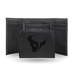 Houston Texans Black Laser Engraved Tri-Fold Wallet