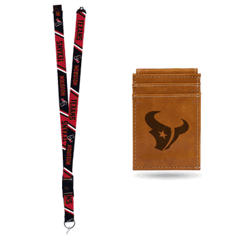 Houston Texans Brown Front Pocket Wallet Set