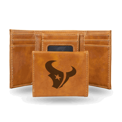 Houston Texans Brown Laser Engraved Faux Leather Trifold