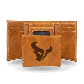 Houston Texans Brown Laser Engraved Faux Leather Trifold