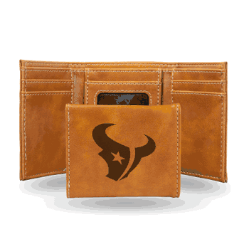 Houston Texans Brown Laser Engraved Tri-Fold Wallet