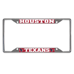 Houston Texans Chrome Metal License Plate Frame, 6.25in x 12.25in