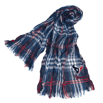 Houston Texans Crinkle Scarf Plaid Navy/Red