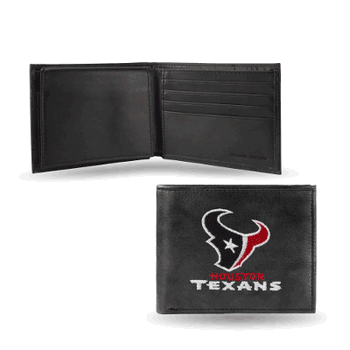 Houston Texans  Embroidered Genuine Leather Billfold Wallet 3.25