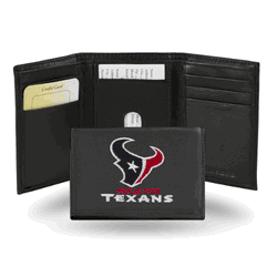 Houston Texans  Embroidered Genuine Leather Tri-fold Wallet 3.25" x 4.25" - Slim