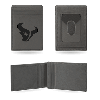 Houston Texans Gray Laser Engraved Front Pocket Wallet