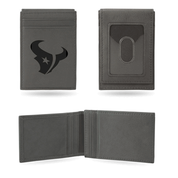 Houston Texans Gray Laser Engraved Front Pocket Wallet