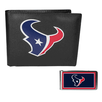 Houston Texans Leather Bi-fold Wallet & Color Money Clip