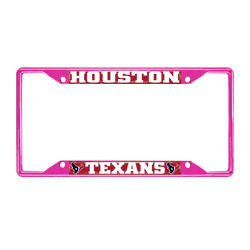 Houston Texans Pink Metal License Plate Frame - 6.25"x12.25"