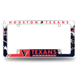 Houston Texans Primary 12" x 6" Chrome All Over Automotive License Plate Frame