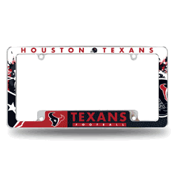 Houston Texans Primary 12" x 6" Chrome All Over Automotive License Plate Frame for Car/Truck/SUV