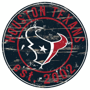 Houston Texans Round Distressed Sign