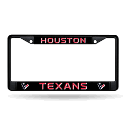 Houston Texans Standard Black Chrome Frame with Plastic Inserts 12" x 6" Car/Truck Auto Accessory