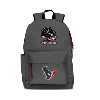 Houston Texans Two-Logo Campus Backpack, Gray, with Red Zipper