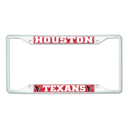 Houston Texans White Metal License Plate Frame - 6.25"x12.25"
