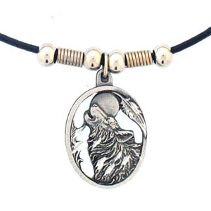 Howling Wolf Adjustable Cord Necklace