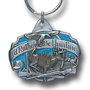 I'd Rather Be Hunting Metal Key Chain with Enameled Details