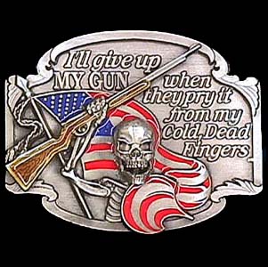 I'll Give Up My Gun Enameled Belt Buckle