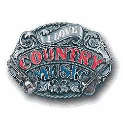 I Love Country Music Enameled Belt Buckle