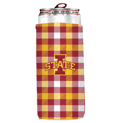 IA State Plaid Insulated Slim Can Sleeve
