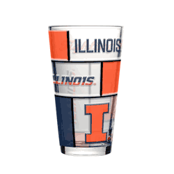 Illinois Fighting Illini 16oz Quilted Stained Pint Glass
