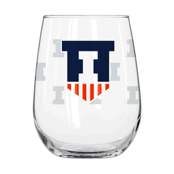 Illinois Fighting Illini 16oz Satin Etch Glass Curved Beverage