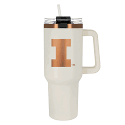 Illinois Fighting Illini 40oz Crme and Copper Colossus Travel Mug with Straw