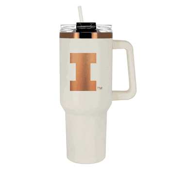 Illinois Fighting Illini 40oz Crme and Copper Colossus Travel Mug with Straw
