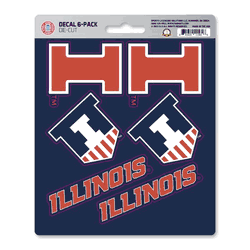 Illinois Fighting Illini 6 Count Mini Decal Sticker Pack