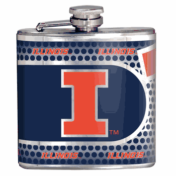 Illinois Fighting Illini 6oz Stainless Steel Flask with Metallic Graphics