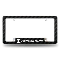 Illinois Fighting Illini Black 12" x 6" Chrome All Over Automotive License Plate Frame
