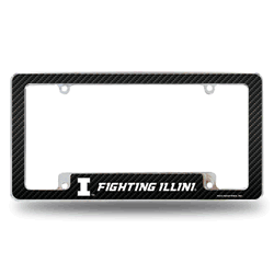 Illinois Fighting Illini Black 12" x 6" Chrome All Over Automotive License Plate Frame for Car/Truck/SUV