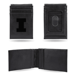 Illinois Fighting Illini Black Laser Engraved Front Pocket Wallet