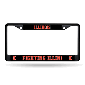 Illinois Fighting Illini Standard Black Chrome Frame with Plastic Inserts 12