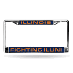 Illinois Fighting Illini Blue 12" x 6" Laser Cut Chrome Frame