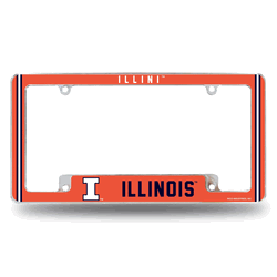 Illinois Fighting Illini Classic 12" x 6" Chrome All Over Automotive License Plate Frame