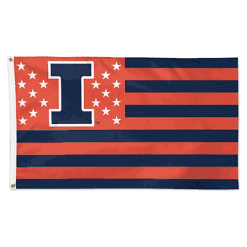 Illinois Fighting Illini Flag 3x5 Deluxe Style Stars and Stripes Design