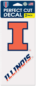Illinois Fighting Illini Set of 2 Die Cut Decals
