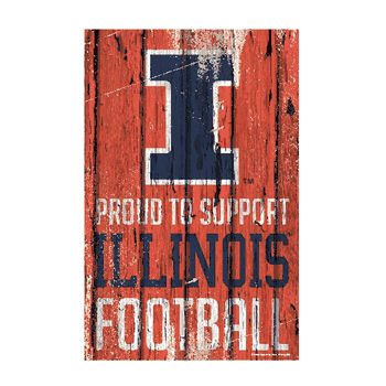 Illinois Fighting Illini Sign 11x17 Wood Proud to Support Design