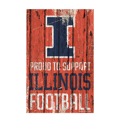 Illinois Fighting Illini Sign 11x17 Wood Proud to Support Design