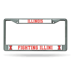 Illinois Fighting Illini Standard Chrome Frame with Plastic Inserts 12" x 6" Car/Truck Auto Accessory