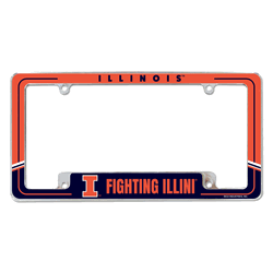 Illinois Fighting Illini Two-Tone 12" x 6" Chrome All Over Automotive License Plate Frame