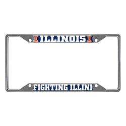 Illinois Illini Chrome Metal License Plate Frame, 6.25in x 12.25in