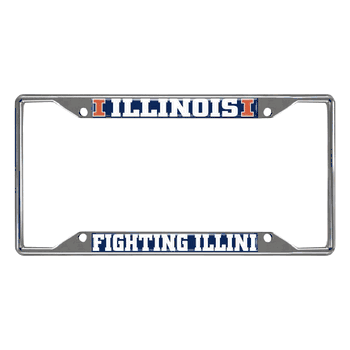 Illinois Illini Chrome Metal License Plate Frame, 6.25in x 12.25in