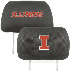 Illinois Illini Embroidered Head Rest Cover Set - 2 Pieces