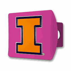 Illinois Pink Metal Hitch Cover with  3D Color Emblem