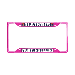Illinois Pink Metal License Plate Frame - 6.25"x12.25"