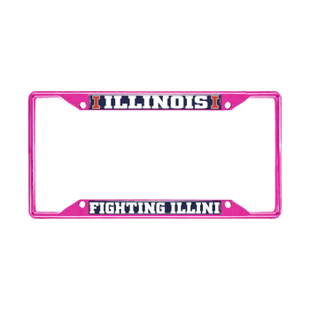 Illinois Pink Metal License Plate Frame - 6.25